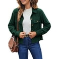 thumbnail image 2 of Qaspx Fashion Jackets for Women Casual Cropped Shackets Fall Button-up Shirts Corduroy Tops, 2 of 7