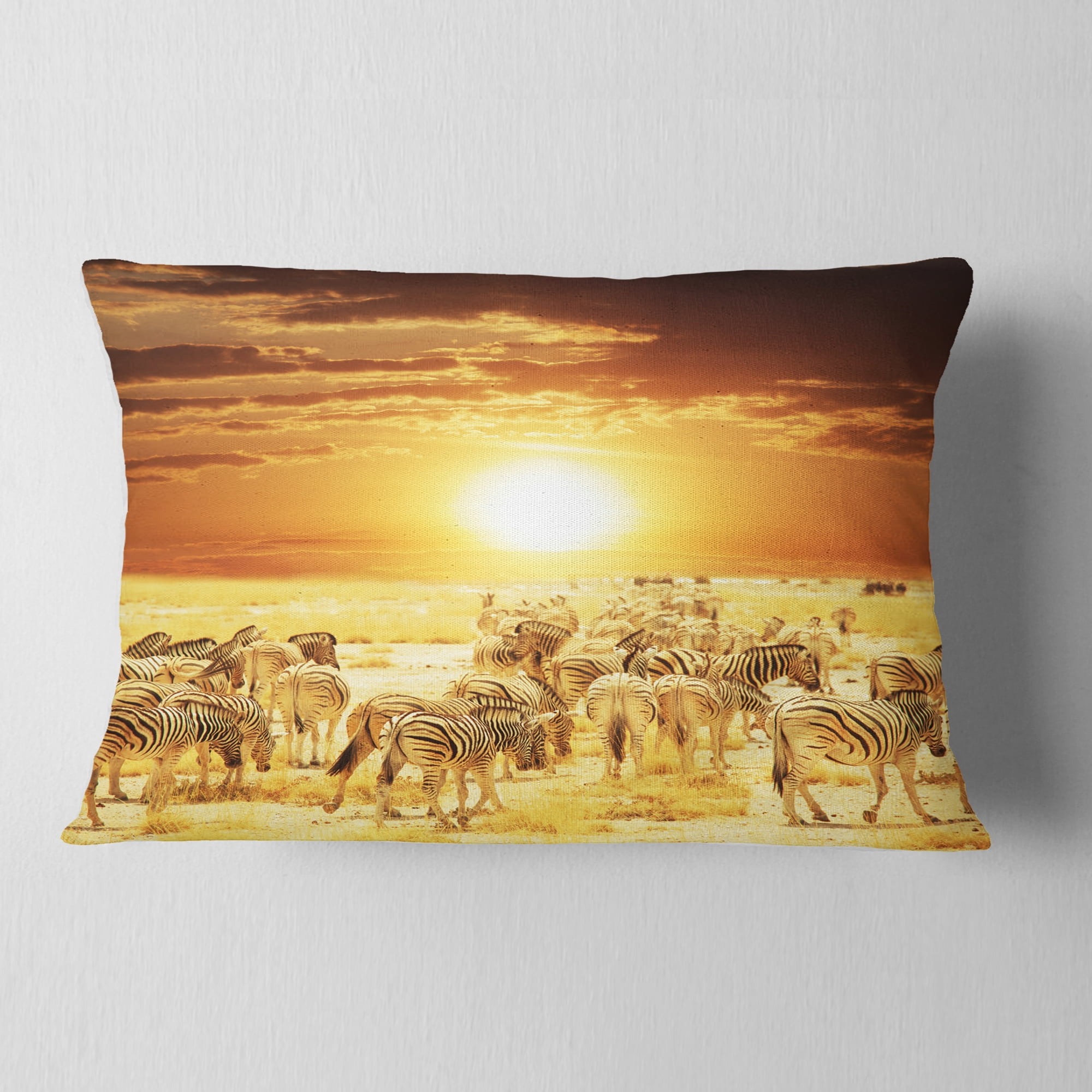 Designart 12" x 20" Yellow Polyester Throw Pillow
