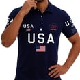 thumbnail image 4 of Conairie 4th of July Polo Shirts For Mens American Falg Print Button Stand Collar Patriotic Golf Shirt Short Sleeve Basic Work Tee Vacation Clothes Dark Blue L, 4 of 4