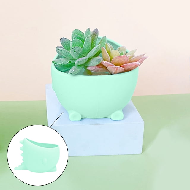 Durable Silicone Desktop Planter Adorable Dinosaur Design Mini Decorative Pot for Succulents and Small