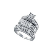 Diamond Princess Sterling Silver His Hers Round Diamond Cluster Matching Wedding Set 1/3 Cttw