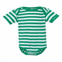 Rabbit Skins, Baby Soft Short-Sleeve Bodysuit , Kelly White Stripe, Newborn