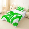 thumbnail image 2 of Castle Fairy Watercolor Paint Loop Twin Comforter Sets 2pcs,Abstract Rough Circle Bedding Set,Green White,Reversible,1 Comforter and 1 Pillowcase, 2 of 6