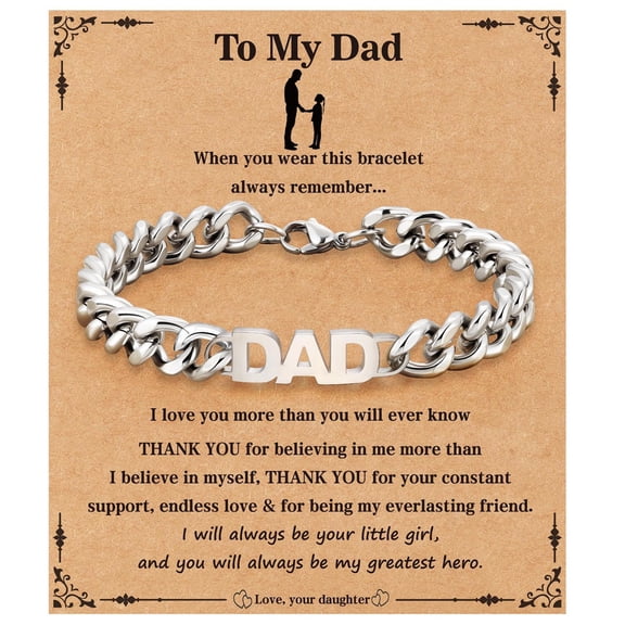 APSVO Birthday Gifts for Dad Daddy Papa Father Stepdad from Daughter Stainless Steel Cuban Chain Bracelet Jewelry Stuff Accessories Ideas
