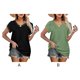 thumbnail image 3 of Camiseta de algodón para mujer, blusa de encaje de Color sólido, playa, vacaciones, Club, cita, cumpleaños, Top básico, ropa de primavera y Prendas para la parte del cuerpo Verde claro METRO Guardurnaity AP010773-07, 3 of 5