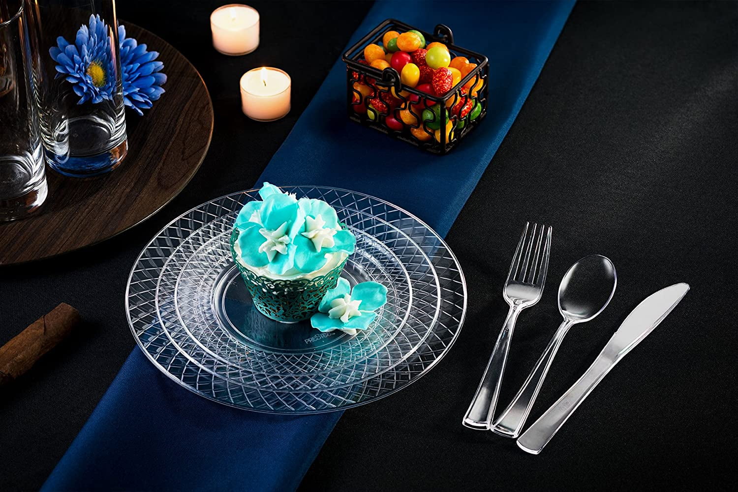 Prestee 7.5 Inch Transparent Crystal Clear Plastic Plates - 72 Pack Diamond Disposable Fancy Plates - Walmart Supplies-684691