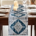 thumbnail image 3 of Blue Grey Boho Floral 72 Inch Table Runner, Vintage National Flower Farmhouse Dresser Scarf Cotton & Linen Tablerunner for Dining/Kitchen Island/Holiday Party Décor 13" x 72", 3 of 9