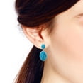 thumbnail image 4 of AeraVida Timeless Double Oval Blue Turquoise Sterling Silver Post Stud Drop Dangle Earrings, 4 of 5