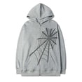 thumbnail image 1 of Opperiaya Rhinestone Spider Web Pattern Long Sleeve Zipper Hooded Sweater, 1 of 4