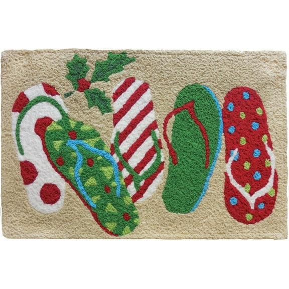 Jellybean Red Green Christmas Sandals Coastal Holiday 30 x 20 Inch Accent Rug
