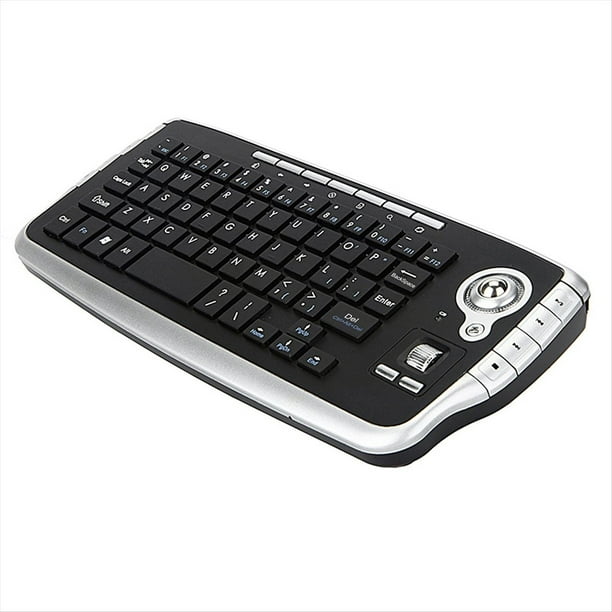 Teclado Inalámbrico de 2,4 GHz con Trackball, Ratón y Rueda de Desplazamiento, Control Remoto para Android TV BOX, Smart TV, PC y Portátil, Color Plateado.