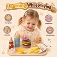 thumbnail image 2 of WonderStone Wooden Play Food Set for Kids, Pretend Hamburger Toy Set with Menu & Tray, Play Kitchen Food for Toddlers 3+, Gift for Girls and Boys, 2 of 8