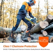SAFETOE Class 1 Ultra Cow Leather Chainsaw Work Boots - Protective Grade 1 Steel Toe Cap Safety Shoes Kevlar Plate Safety Boots For Men with Slip-Resistant Soles