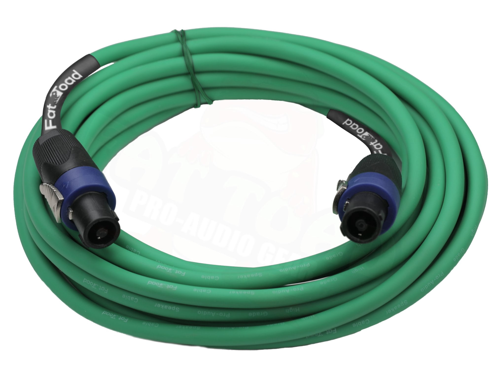 Speakon to Speakon Cables (2 Pack) by Fat Toad 25ft Professional DJ Pro Audio Green Speaker PA Cord with Twist Lock Connector 12 AWG Wire for Impeccable Studio Recording & Stage Performance Gear
