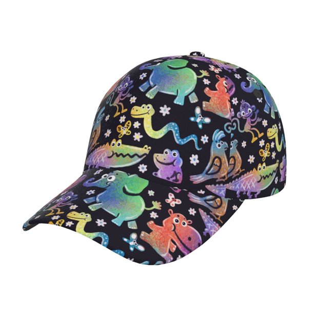 Fotbe Colorful Animals Gorro Clásico de Béisbol, Gorra Ajustable con Broche Snapback, Gorro de Exterior de Algodón Suave