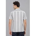 thumbnail image 3 of Mildin Men'S Cotton Blend Striped Printed Shirt With Spread Collared Neck Half Sleeve Button Closure Regular Fit Straight Standard Length | Shirts For Men Stylish | White Navy Zara Lining Half-2Xl, 3 of 3