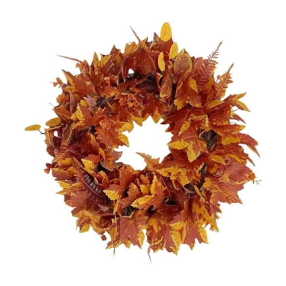 VogueV Classic 18In Fall Wreath with Golden Leaves, Artificial Autumn Door Hanging for Front Door Porch Window Wall, Thanksgiving Farmhouse Indoor Outdoor Decor, 1 X Classic Fall Wreath