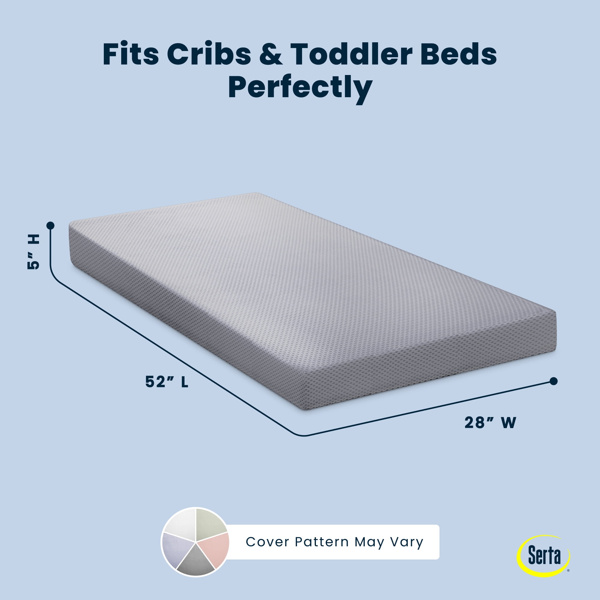 Serta Perfect Slumber Breathable Two-Stage Crib Mattress and Toddler Mattress - Breathable Cover and Fiber Core, Machine Washable Cover, Waterproof, 7 Year Warranty, A