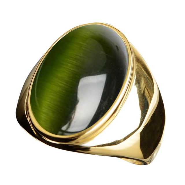 asddcavvf Stainless Steel Artificial Cat Eye Stone Ring Titanium Steel Ring