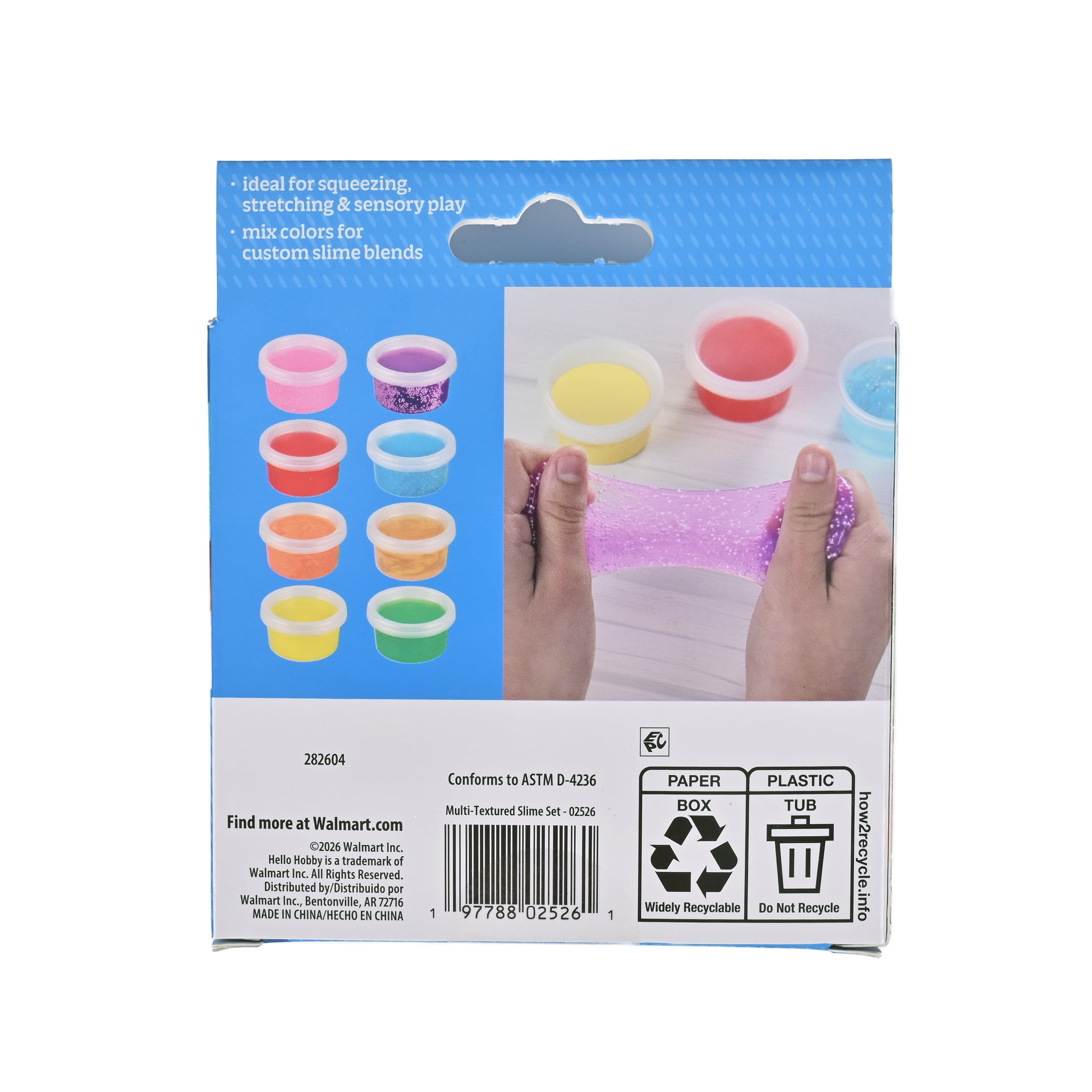 Hello Hobby Variety Slime Pack, Assorted Slime Textures, 8 Count Sensory Play Set