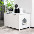 thumbnail image 3 of Infans Wooden Cat Litter Box Enclosure W/ Top Opening Side Table Furniture White, 3 of 7