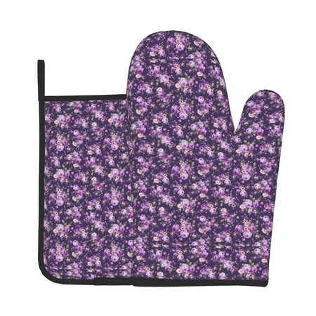 

Oven Gloves Hot Pads For Kitchen Decor Rose Flower Pattern Heat Resistant 2pcs For Cooking Baking Bbq