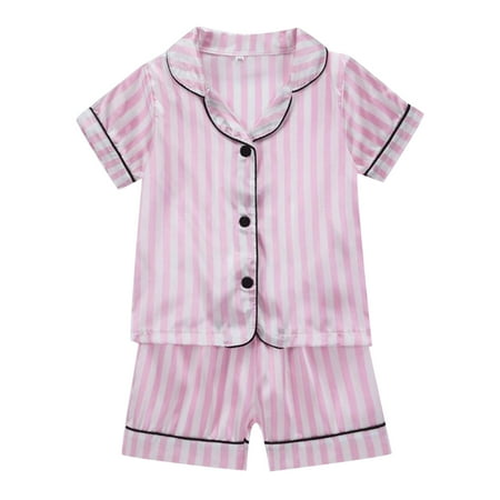 

LNMQLPDBS Pajama Set Kids Toddler Baby Girls Spring Summer Cartoon Print Short Sleeve Sleepwear Coconut Tree Style Pajama Set
