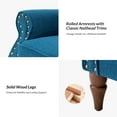 thumbnail image 6 of Upholstered Sofa Armchair Fabric Wingback Accent Chair Wood Legs Nailhead Trim Home Living Room Bedroom Navy, 6 of 8