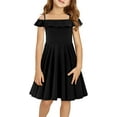 thumbnail image 2 of KISSMODA Girls Dress Casual Round Neck A Line Ruffle Sleeve Knee Length Dresses 4-13 Years, 2 of 4