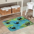 thumbnail image 2 of SPXUBZ Non Slip Flannel Polyester Kitchen Floor Mat With Black Cats On Lily Pads Design For Bedroom Bathroom Decoration 24x16 inch, 2 of 5
