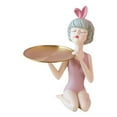 thumbnail image 1 of Figura de niña artesanal de resina, estatua de pie, escultura, estantería, escritorio, divertida con bandeja rosa, 1 of 8
