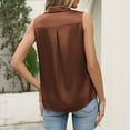 thumbnail image 5 of Womens Silk Satin Sleeveless Button Down Shirts Blouses Solid Casual Loose V Neck Classic Tank Tops for Work Office (S,Brown), 5 of 6