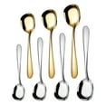 thumbnail image 5 of Stainless Steel Square Spoons, Rice Spoons, Soup Spoons, Mirror Polish, Set of 3 (gold utensils), 5 of 5
