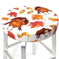 thumbnail image 5 of Salouo Thanksgiving Turkey Leaves Pattern Bar Stool Cushion Cover, Round Crease-Resistant Stretchy Dustproof Stool Seat Slipcover for Bar Round Chair-14 inch, 5 of 6