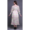 thumbnail image 4 of Bimba Tie-Dye Ladies Bishop Sleeve Round Neck Ruffle Maxi Smocked WaistDress-Small, 4 of 5