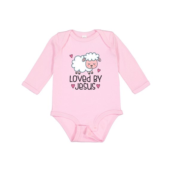 Inktastic Loved by Jesus Cute Baby Lamb Boys or Girls Long Sleeve Baby Bodysuit