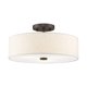thumbnail image 1 of Livex Lighting 52135-92 Meridian Collection Lámpara De Techo De 3 Luces De Montaje Semiempotrado Con Pantalla De Tambor De Tapa Dura De Tela Color Avena Y Difusor Blanco Satinado Bronce Inglés, 1 of 1