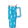 thumbnail image 2 of Blue White Christmas Tree 40 Oz Tumbler with Handle Lid and Straw Stainless Steel Double Walled Vacuum Insulated Cup Merry Christmas Gifts Tumbler for Women Men Friends Outdoor Indoor, 2 of 6