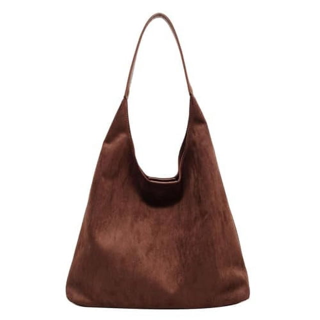 VFUX - Bolsa de gamuza para mujer, bolsas de trabajo, bolsa de trabajo, bolsa de hobo para oficina, otoño, gamuza, Café