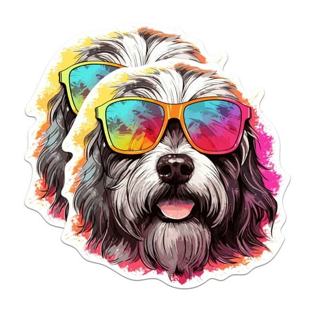 

(2 Pack) Polish Lowland Sheepdog Dog Magnets - Polish Lowland Sheepdog with Sunglasses - Choose FromOver 100 Dog Breeds - 5 On Longest Side - Premium Magnet - Made in USA - MAG0380