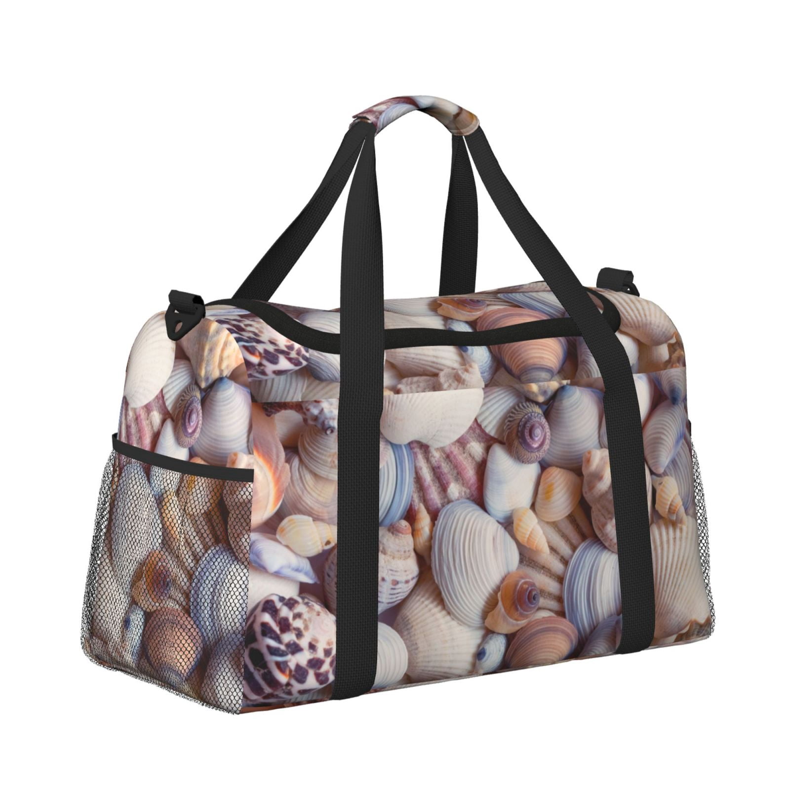 Fuzoiu Sea Shells Print Travel Duffle Bag,Carry On Tote Bags,Duffel Bag,Sport Gym Bag, Hospital Bag for Labor and Delivery, Overnight Bag,Luggage Bag