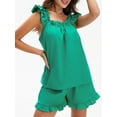 thumbnail image 6 of Biezeib Womenacute;s Summer 2PCS Pajamas Sets Sleeveless Backless Sling Vest + Solid Color Ruffle Shorts, 6 of 6
