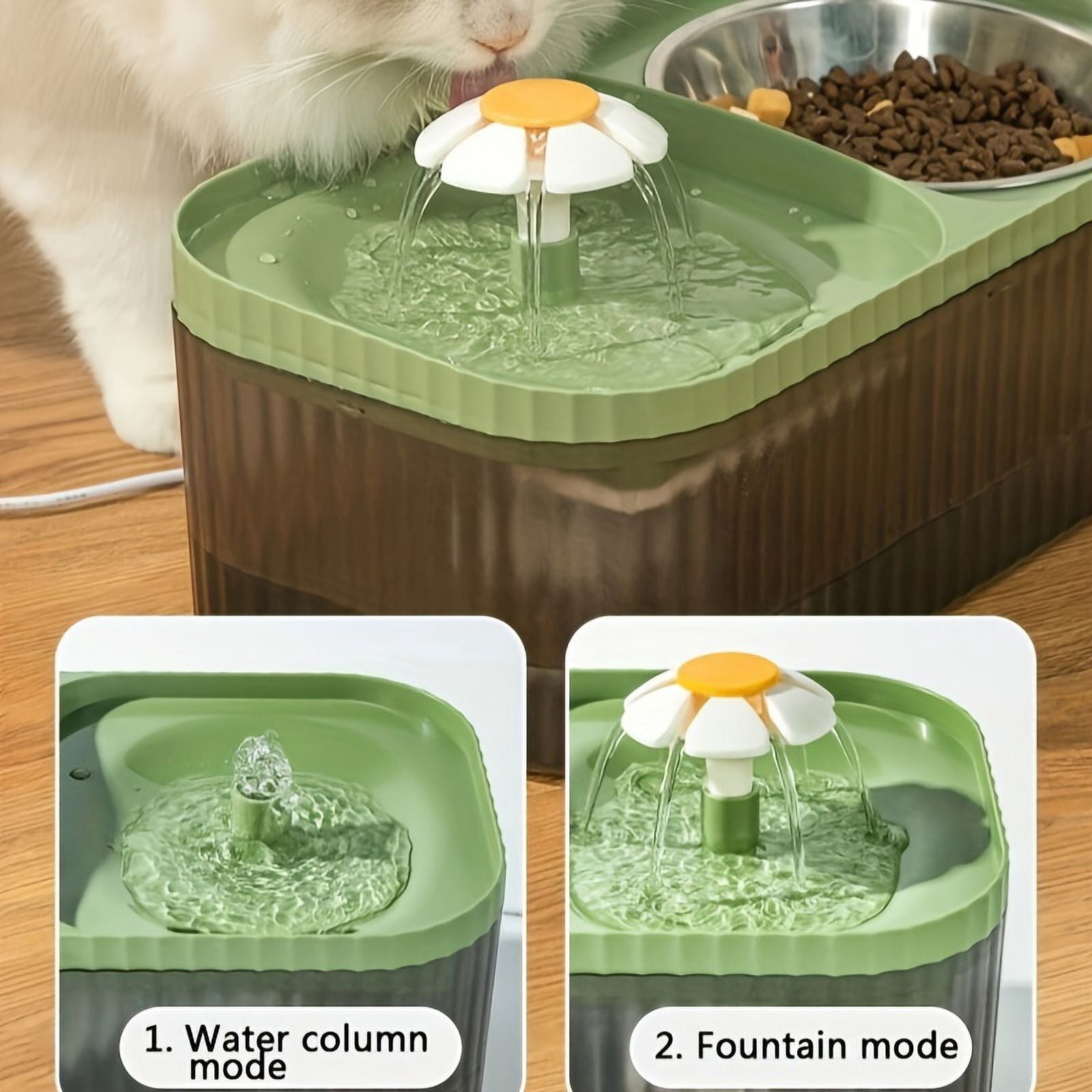 [1pc Automatic Cat Water Fountain] 1pc Automatic Cat Water Fountain With Stainless Steel Food Bowl, Elevated Cat Food And Water Feeder For Indoor Cats