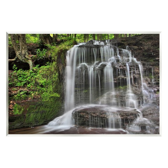 Stupell Industries Woodland Waterfall Nature Creek Landscape Photography Unframed Art Print Wall Art