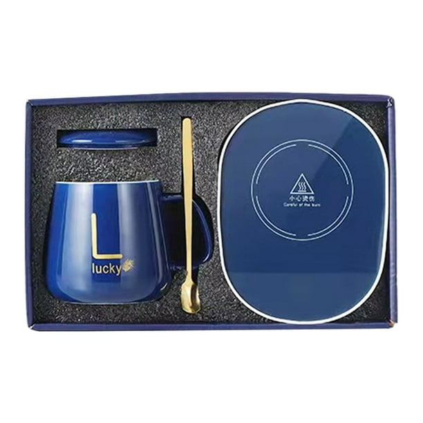 Juego de calentador de café y taza, calentador de tazas de bebidas, calentador de té y tapa de taza, calentador de bebidas eléctrico para regalos de BLESIY almohadilla térmica para tazas