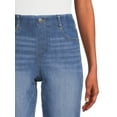 thumbnail image 3 of Time and Tru Women's Mid Rise Relaxed Straight Pull On Jeans, 3 of 5