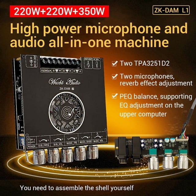 Placa Amplificadora de Potencia Bluetooth -DAM L1, Módulo Amplificador de Audio de Potencia Digital Estéreo 2X220W y 350W Bluetooth 5.0 A