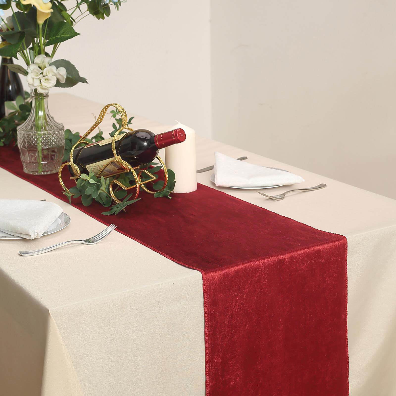 Efavormart 12" x 107" Premium Velvet Table Runner For Wedding Party