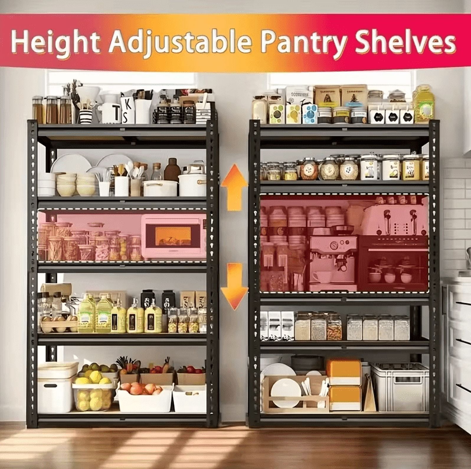 Heavy Duty Garage Shelving Unit, 5-Tier Adjustable Shelves Metal Storage Rack, Utility Shelves