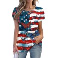 thumbnail image 2 of Youyipin Womens Tops Women's American Flag Shirts Tee 4Th Of July T Shirts Patriotic Short Sleeve Star Stripes Usa Tee Summer Tops For Women, 2 of 4